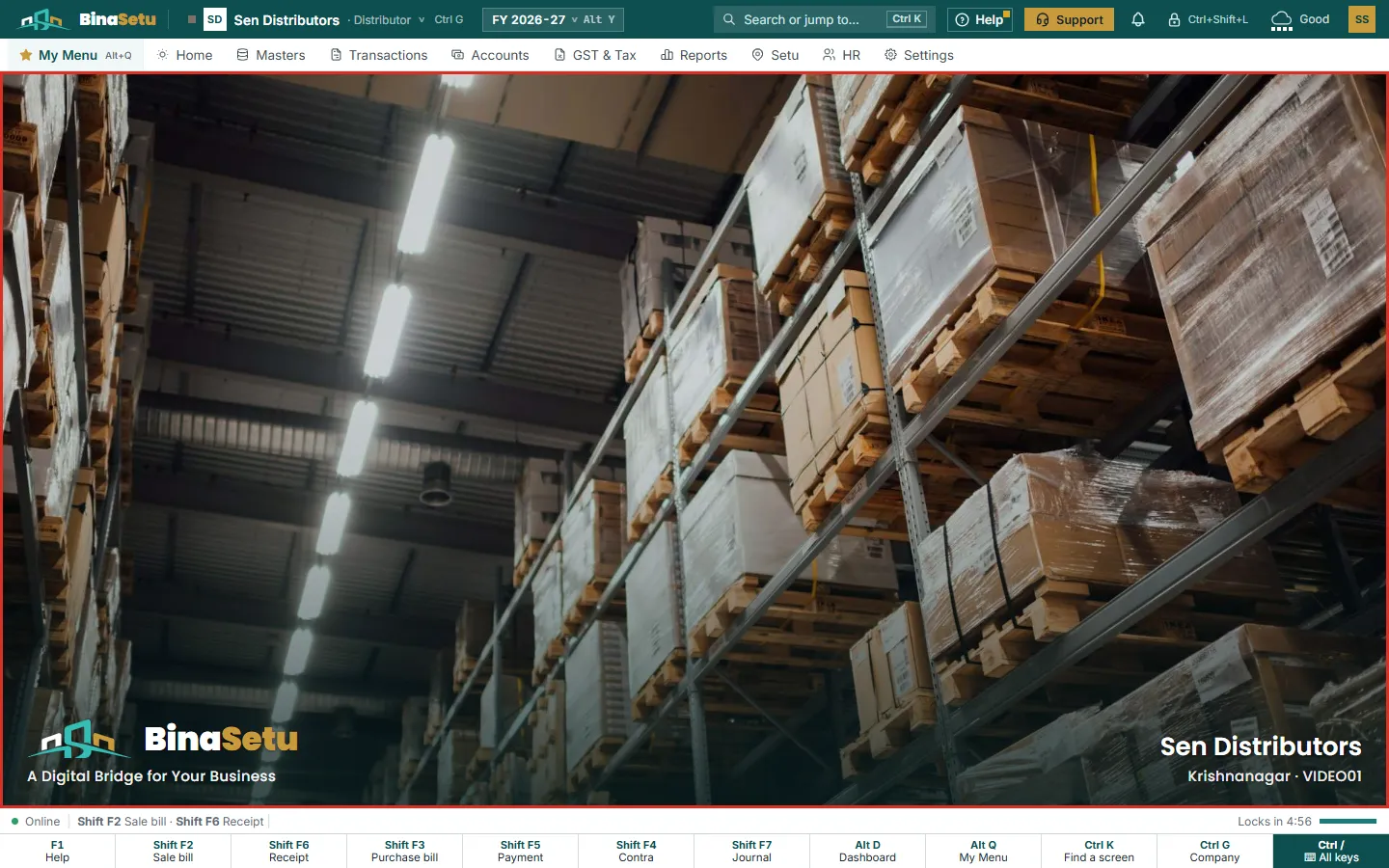 The BinaSetu home page of the demo company on a computer.
